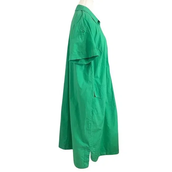 MARINA RINALDI SPORT GREEN COTTON-POPLIN DRESS - 16 - Picture 2 of 9